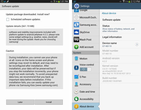 Samsung Galaxy Note 8 Update ROM JB 4.2.2