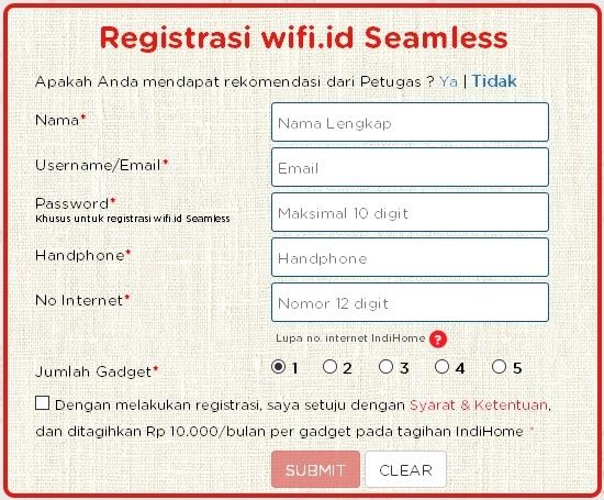 Daftar wifi id seamless Indi Home