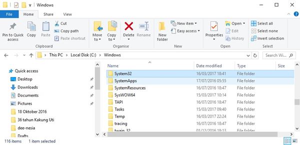 File dan Folder Windows Yang Tidak Boleh Diubah