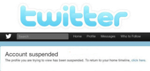 suspended twitter account