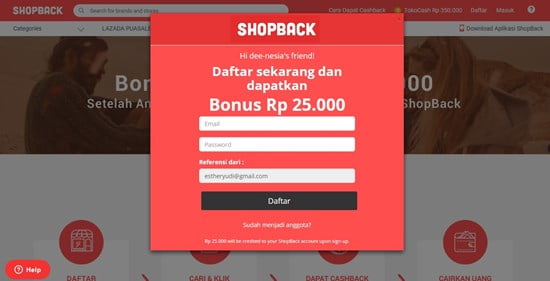 Daftar Shopback dapat 25 ribu gratis Daftar Shopback dapat 25 ribu gratis