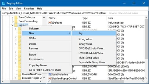 Menambahkan Key Value Serialize di Registry Editor Windows 10